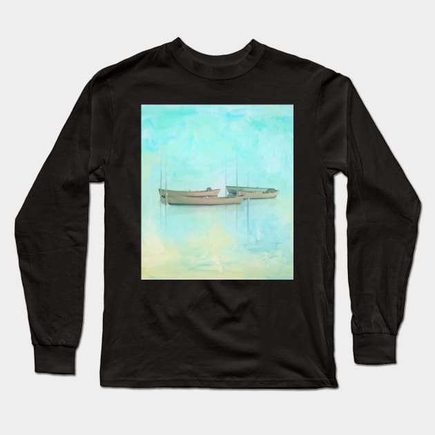 Tranquil Shores - Boats Long Sleeve T-Shirt by Amanda Jane